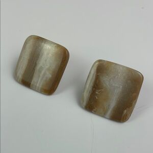 Vintage Square Brown Marbled Earrings